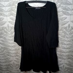 Transparente Black Label Tunic Black Crinkle Vintage Minimalist Lagenlook
